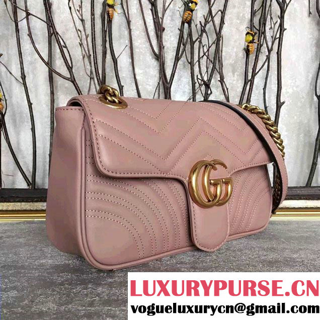 Gucci GG Marmont Matelassé Chevron Small Chain Shoulder Bag 443497 Nude 2016