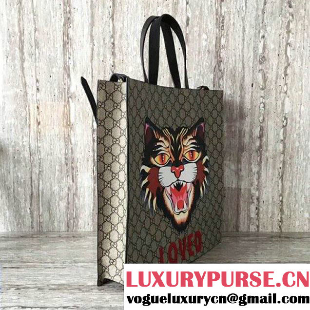 Gucci Angry Cat Print Soft GG Supreme Tote 450850  (SLP-7091521 )