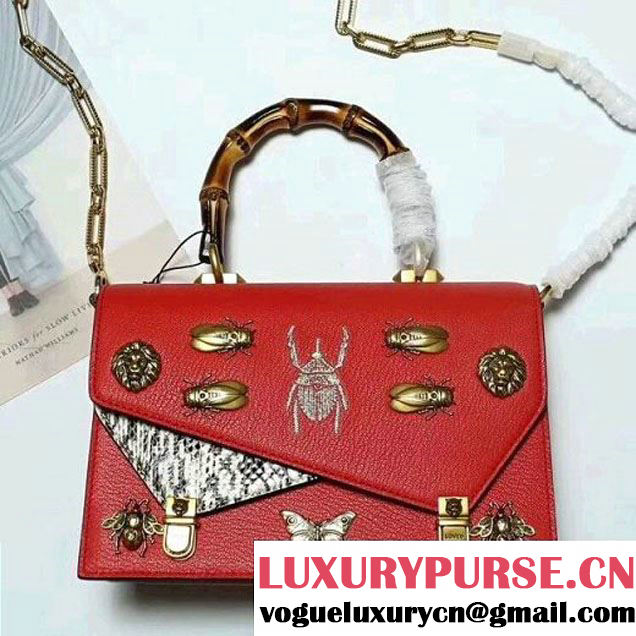 Gucci Ottilia leather Small Top Handle 488715 Red 2017 (2A010-7100810 )