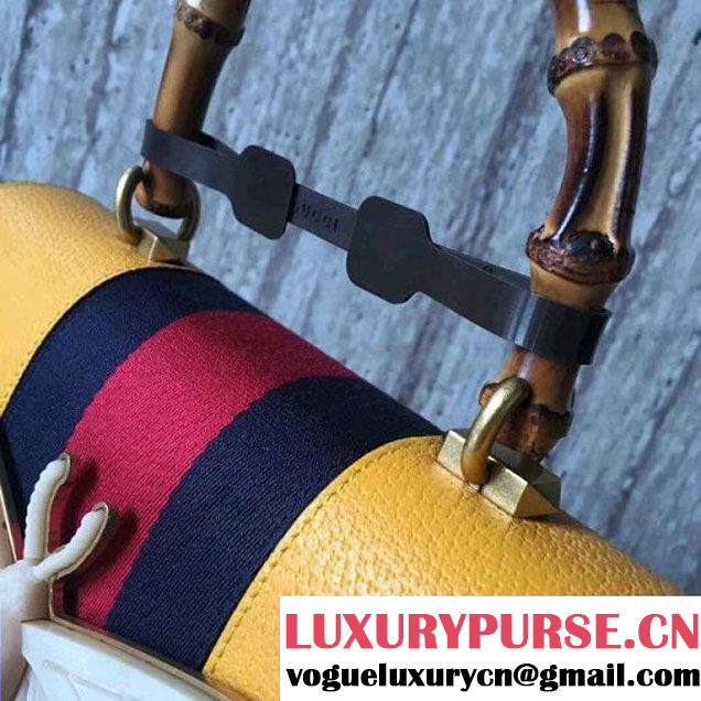 Gucci Leather with Moth Medium Top Handle Bag 488691 Yellow 2017 (SLP-70100806 )