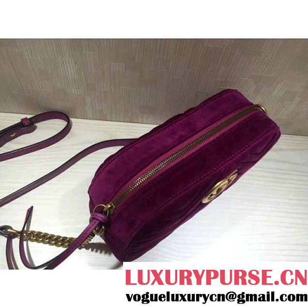 Gucci GG Marmont Velvet Small Camera Shoulder Bag 447632 Fuchsia 2017 (DC-7100824 )