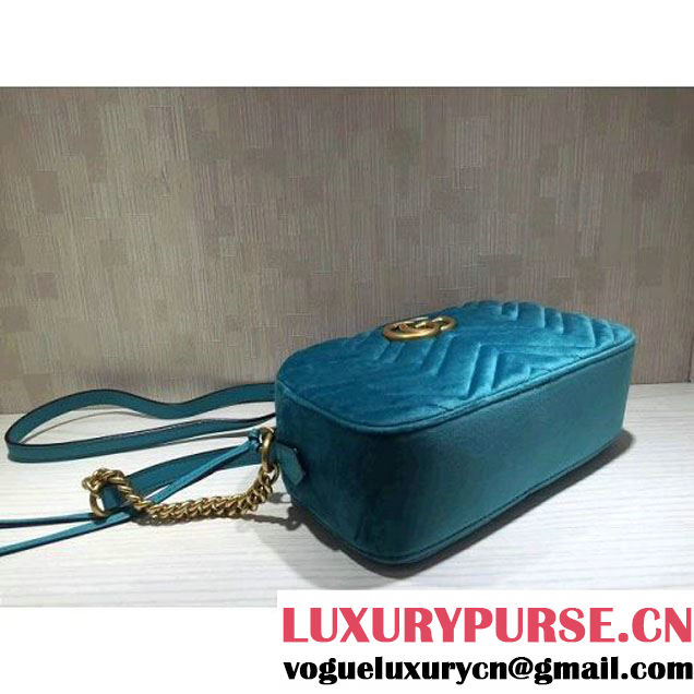 Gucci GG Marmont Velvet Small Camera Shoulder Bag 447632 Blue 2017 (DC-7100822 )