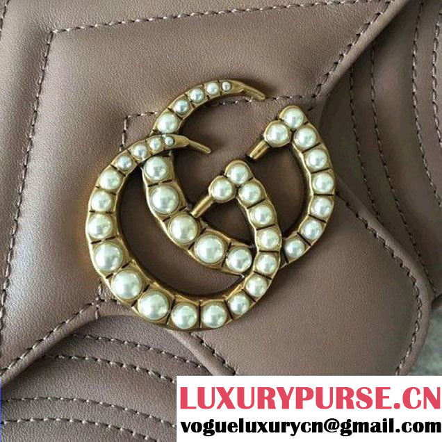 Gucci GG Marmont Chain Belt Bag With Pearls 476809 Nude 2017 (SLP-70100802 )