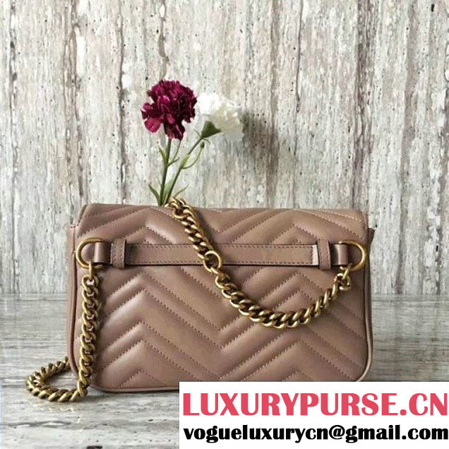 Gucci GG Marmont Chain Belt Bag With Pearls 476809 Nude 2017 (SLP-70100802 )