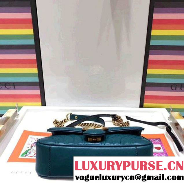Gucci GG Marmont Matelassé Mini Shoulder Bag 446744 Green 2017 (SPM-7092816 )