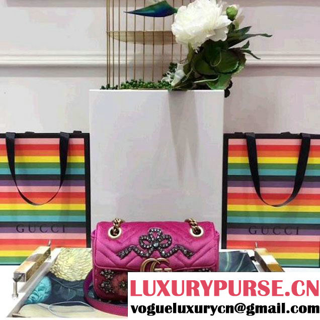 Gucci GG Marmont Embroidered Velvet Mini Bag 446744 Rosy 2017 (SPM-7092807 )