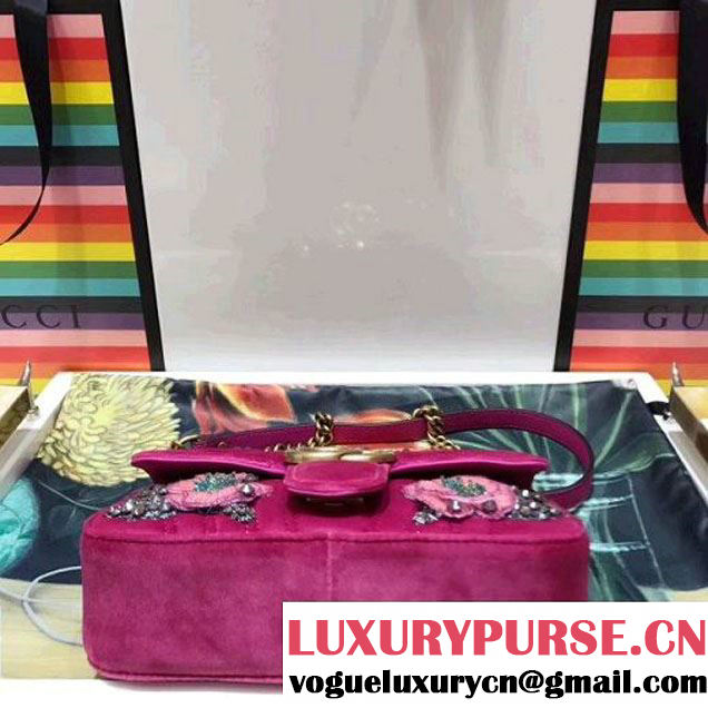 Gucci GG Marmont Embroidered Velvet Mini Bag 446744 Rosy 2017 (SPM-7092807 )