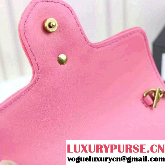 Gucci GG Marmont Velvet Matelassé Chevron Super Mini Chain Shoulder Bag 476433 Pink 2017 (XYS-7092801 )