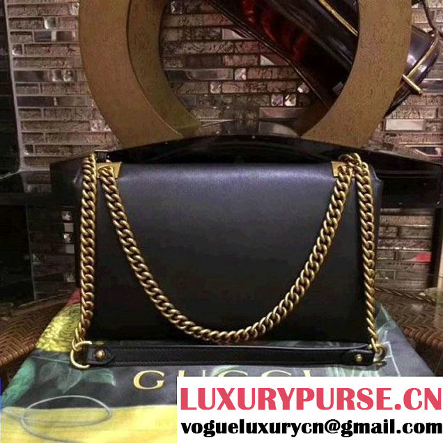 Gucci 477330 Osiride Leather Flap Bag With Crystals Black 2017 (XYS-7091508 )
