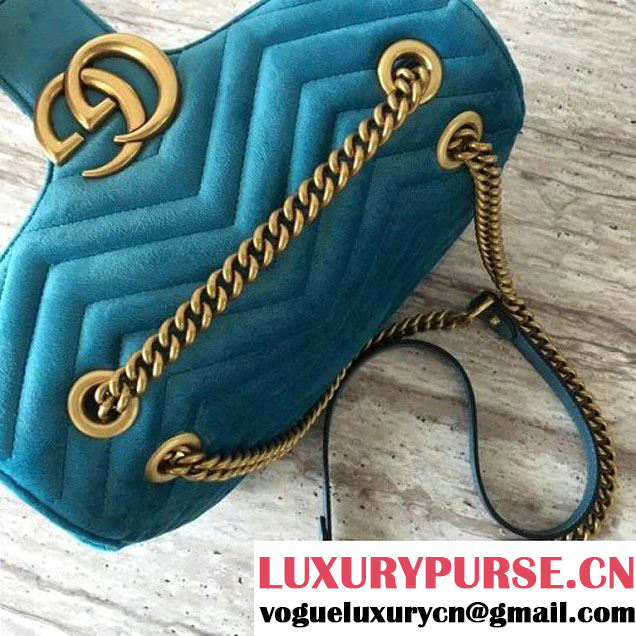 Gucci GG Marmont Velvet Small Shoulder Bag 443497 Blue 2017 (SLP-7091506 )