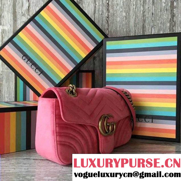 Gucci GG Marmont Velvet Small Shoulder Bag 443497 Pink 2017 (SLP-7091505 )