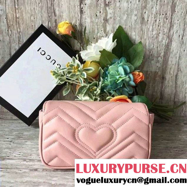 Gucci GG Marmont Matelassé Chevron Super Mini Chain Shoulder Bag 476433 Pink 2017 (SLP-7091501 )