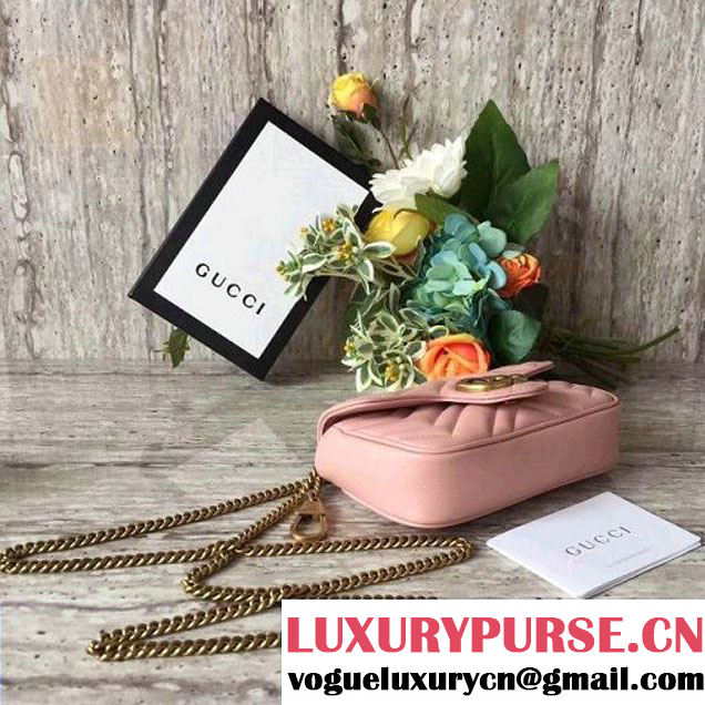 Gucci GG Marmont Matelassé Chevron Super Mini Chain Shoulder Bag 476433 Pink 2017 (SLP-7091501 )