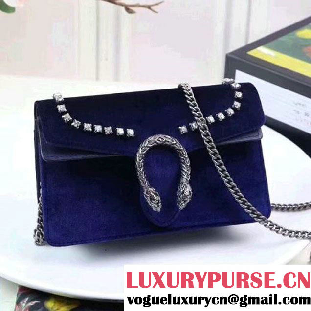 Gucci Dionysus Super Mini Bag with Crystals 476432 Navy Blue 2017 (XYS-7102413 )