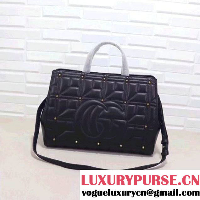 Gucci GG Marmont Matelassé Top Handle Bag With Studs 443505 Black 2017 (XYS-7102428 )