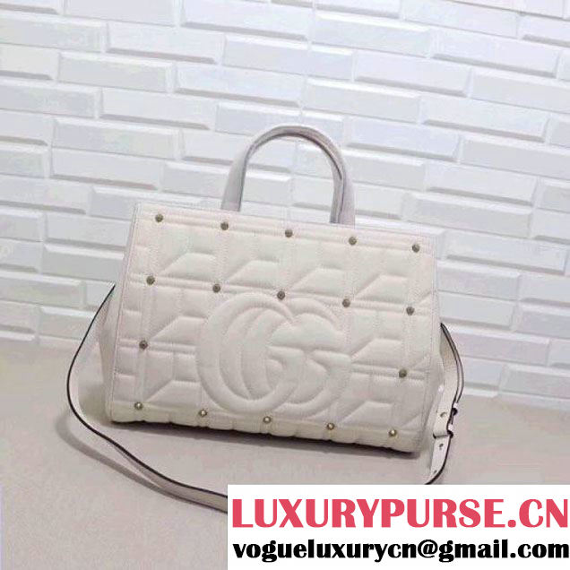 Gucci GG Marmont Matelassé Top Handle Bag With Studs 443505 White 2017 (XYS-7102427 )