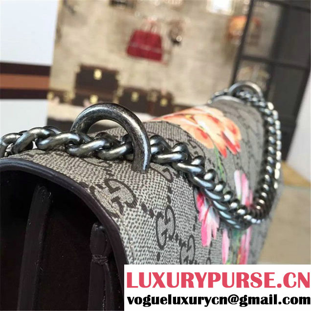 Gucci Dionysus GG Supreme Blooms Print Large Shoulder Bag Fall Winter 2016 Collection Black Suede Beige