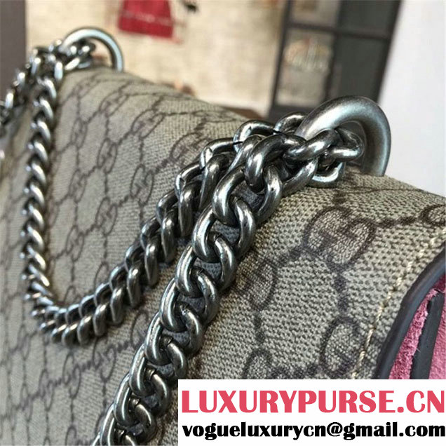 Gucci Dionysus GG Supreme Shoulder Medium Bag Fall Winter 2016 Collection Light Pink Suede Beige