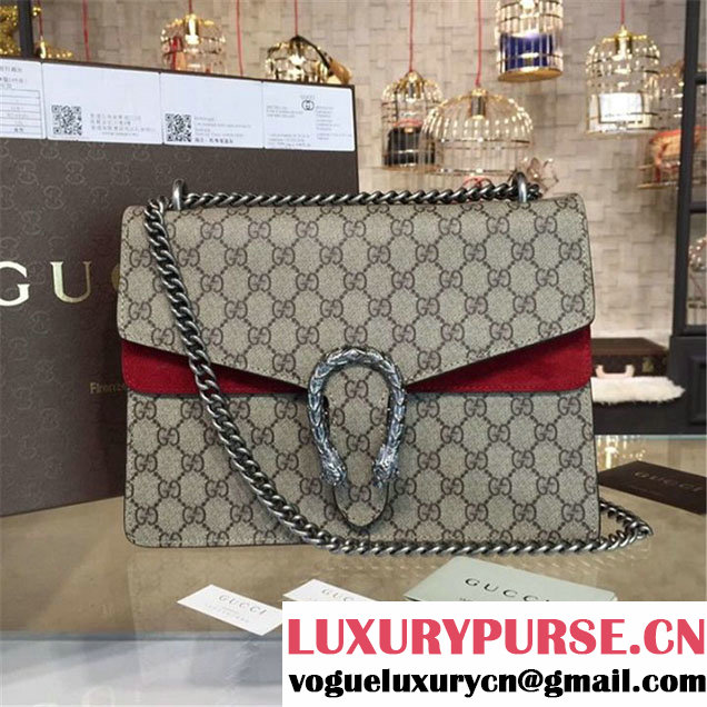 Gucci Dionysus GG Supreme Shoulder Large Bag Fall Winter 2016 Collection Burgundy Beige