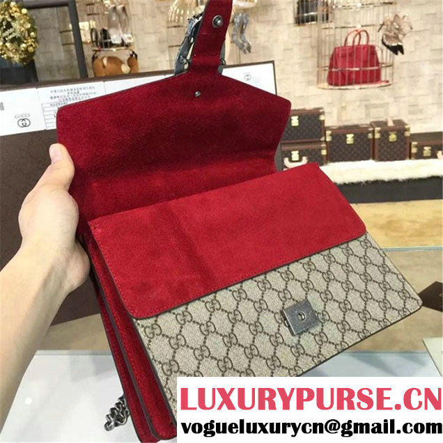 Gucci Dionysus GG Supreme Shoulder Large Bag Fall Winter 2016 Collection Burgundy Beige