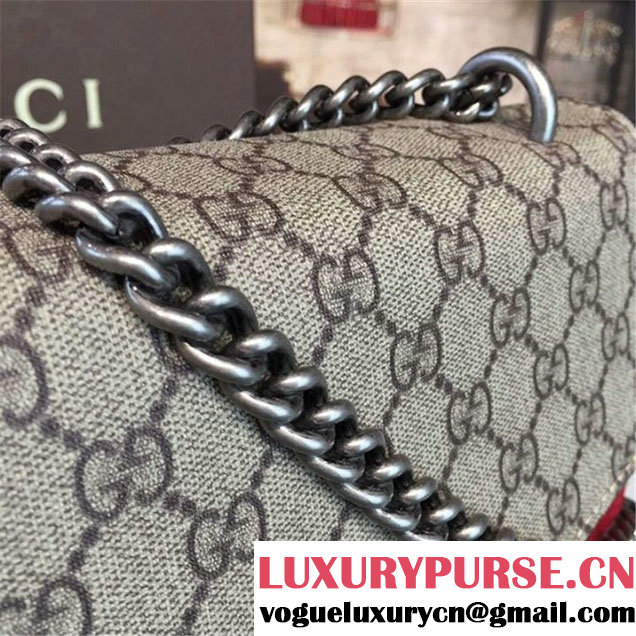 Gucci Dionysus GG Supreme Shoulder Large Bag Fall Winter 2016 Collection Burgundy Beige