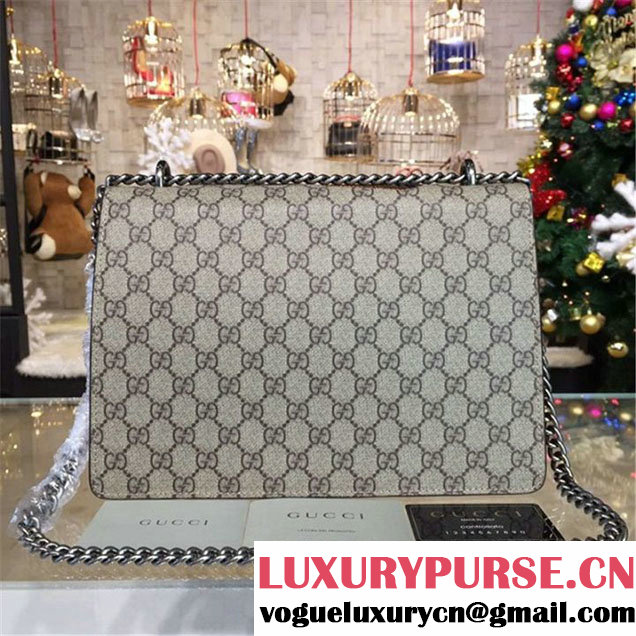 Gucci Dionysus GG Supreme Shoulder Large Bag with Bee Embroidery Fall Winter 2016 Collection Burgundy Beige
