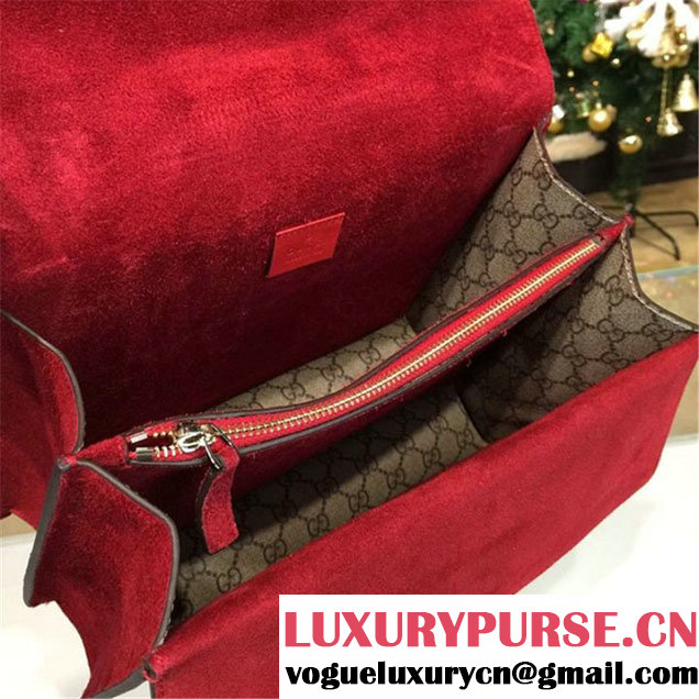 Gucci Dionysus GG Supreme Shoulder Large Bag with Bee Embroidery Fall Winter 2016 Collection Burgundy Beige