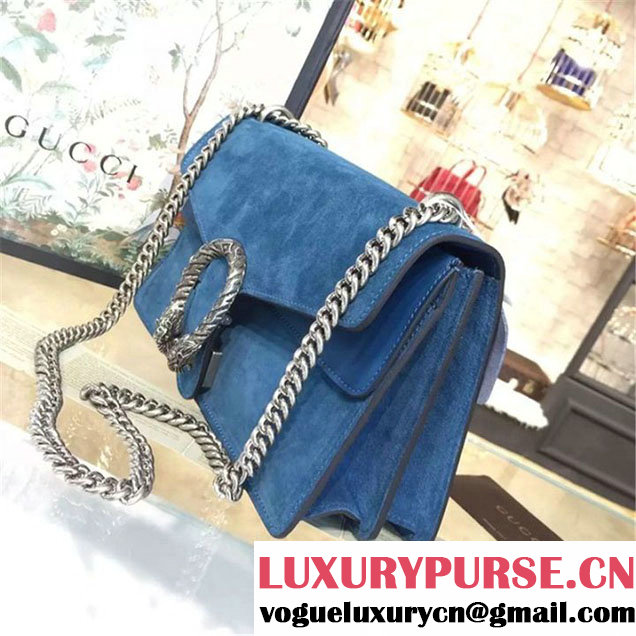 Gucci Dionysus GG Supreme Suede Shoulder Medium Bag Fall Winter 2016 Collection Light Blue