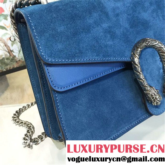 Gucci Dionysus GG Supreme Suede Shoulder Medium Bag Fall Winter 2016 Collection Light Blue