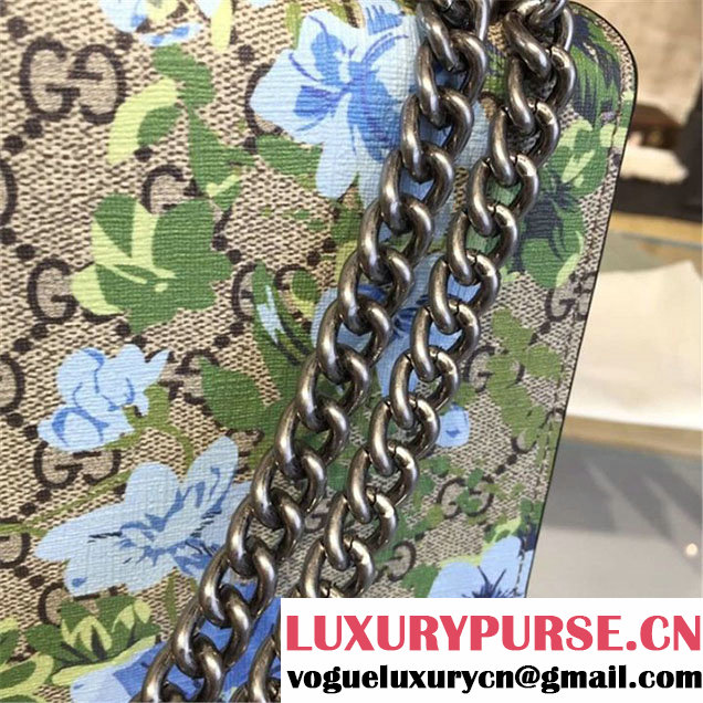 Gucci Dionysus GG Supreme Canvas Shoulder Large Bag Blooms Print with Bee Embroidery Fall Winter 2016 Collection Beige Suede Beige