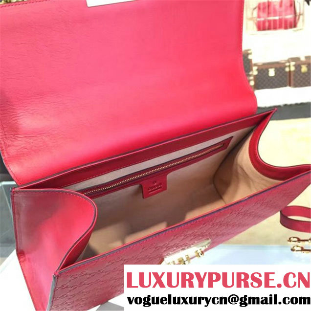 Gucci Padlock Signature Top Handle Leather Bag Fall Winter 2016 Collection Hibiscus Red