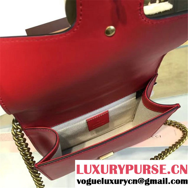 Gucci GG Marmont Leather Shoulder Box Bag 431384 Fall Winter 2016 Collection Red
