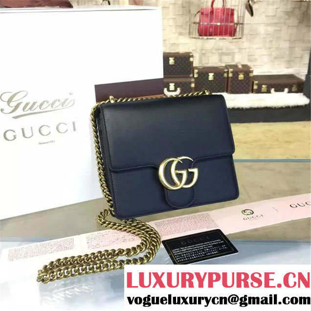 Gucci GG Marmont Leather Shoulder Box Bag 431384 Fall Winter 2016 Collection Black