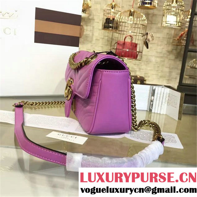 Gucci GG Marmont Matelassé Leather Shoulder Bag Fall Winter 2016 Collection Purple