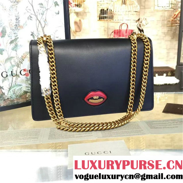 Gucci Marmont GG Supreme Hearts Medium Shoulder Bag Fall Winter 2016 Collection Black Red