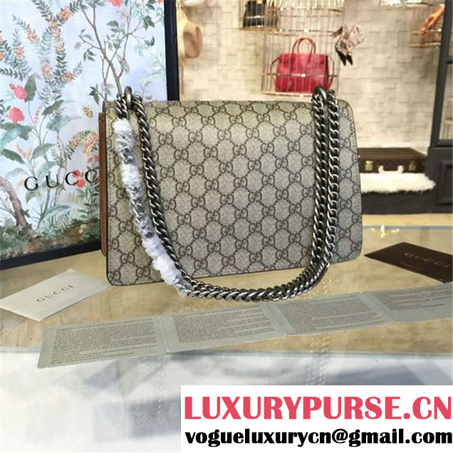 Gucci Dionysus GG Supreme Shoulder Medium Bag Fall Winter 2016 Collection Tan Beige