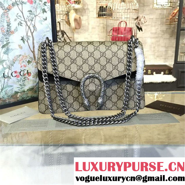 Gucci Dionysus GG Supreme Shoulder Medium Bag Fall Winter 2016 Collection Black Beige