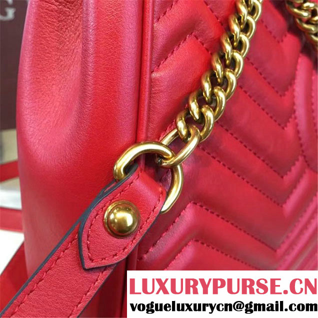 Gucci GG Marmont 2.0 Medium Quilted Shoulder Bag Fall Winter 2016 Collection Red