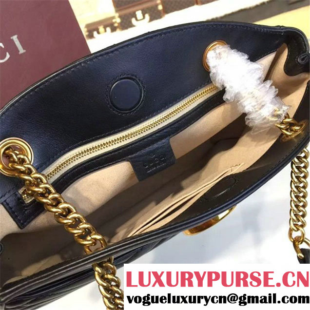 Gucci GG Marmont 2.0 Medium Quilted Shoulder Bag Fall Winter 2016 Collection Black