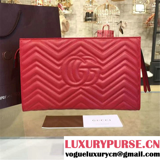 Gucci GG Marmont Matelassé Clutch Bag Fall Winter 2016 Collection Red