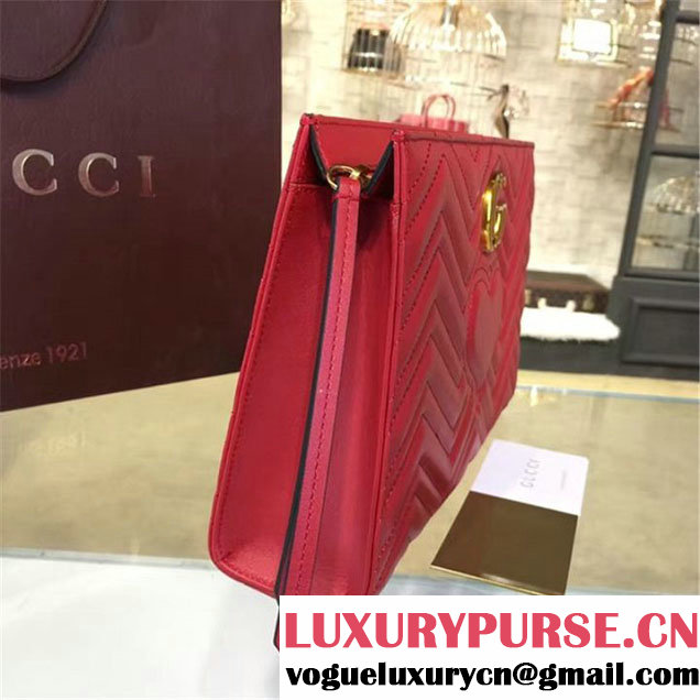 Gucci GG Marmont Matelassé Clutch Bag Fall Winter 2016 Collection Red