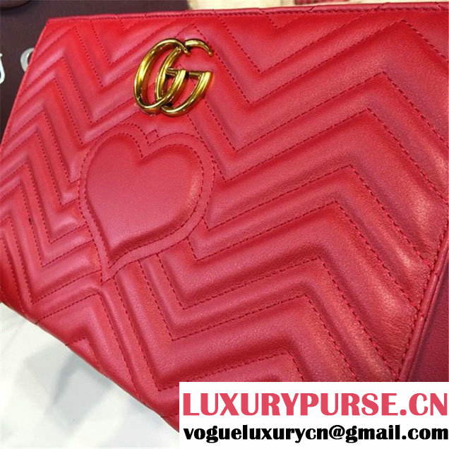 Gucci GG Marmont Matelassé Clutch Bag Fall Winter 2016 Collection Red