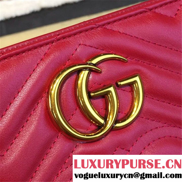 Gucci GG Marmont Matelassé Clutch Bag Fall Winter 2016 Collection Red