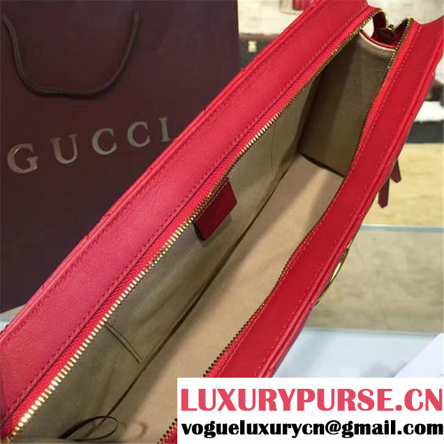 Gucci GG Marmont Matelassé Clutch Bag Fall Winter 2016 Collection Red