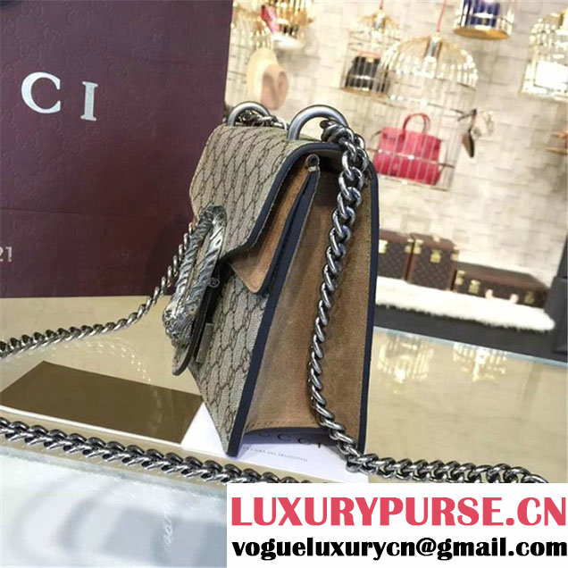 Gucci Dionysus GG Supreme Mini Coated Canvas and Suede Small Shoulder Fall Winter 2016 Collection Beige