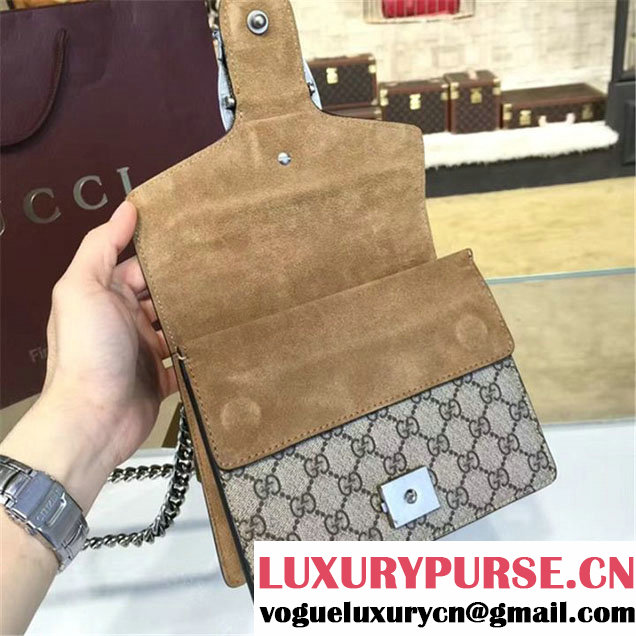 Gucci Dionysus GG Supreme Mini Coated Canvas and Suede Small Shoulder Fall Winter 2016 Collection Beige