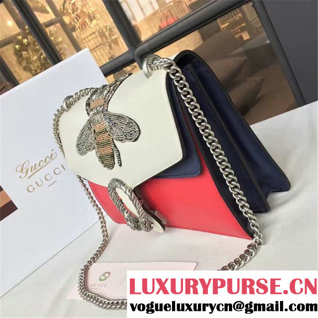 Gucci Dionysus GG Bumblebee Embroidery Medium Shoulder Bag Sequin Appliqué Fall Winter 2016 Collection White Red Blue