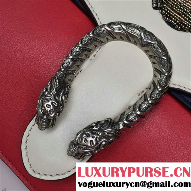 Gucci Dionysus GG Bumblebee Embroidery Medium Shoulder Bag Sequin Appliqué Fall Winter 2016 Collection White Red Blue