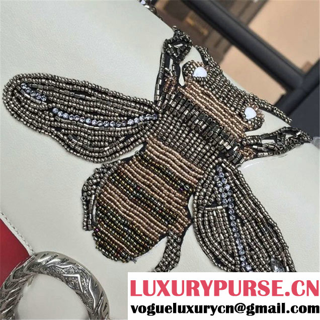 Gucci Dionysus GG Bumblebee Embroidery Medium Shoulder Bag Sequin Appliqué Fall Winter 2016 Collection White Red Blue