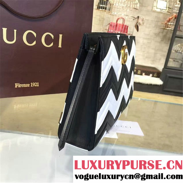 Gucci GG Marmont Matelassé Clutch Bag Calfskin Leather Fall Winter 2016 Collection White Black